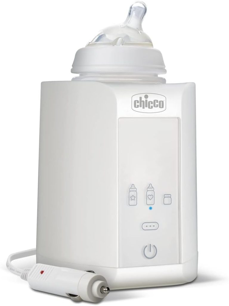 Chicco Chauffe-Biberon Nomade, Chauffe-Biberon Portable, 3 Programmes, Arret Automatique, adapte pour Voyager, Facile a Nettoyer, Compatible avec la plupart des Biberons, Aussi pour les pots, 220 W