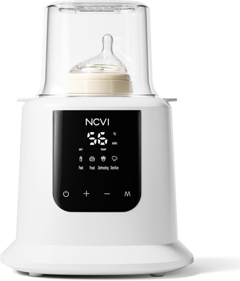 NCVI Chauffe-Biberon Électrique 8 en 1 Rapide (3min/40°C) avec Contrôle Intelligent - Stérilisateur Vapeur/Décongélation, Écran Tactile